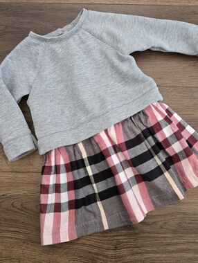 Burberry Baby Girl Nova Check Sweatshirt Dress Outfit 1-Piece 18M Months Toddler